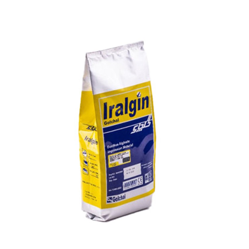 پودر قالبگیری آلژینات گلچای Iralgin – بسته سفید ۵۰۰ گرمی – تولید ایران، مناسب قالبگیری ارتودنسی و دندانپزشکی، panamal.ir