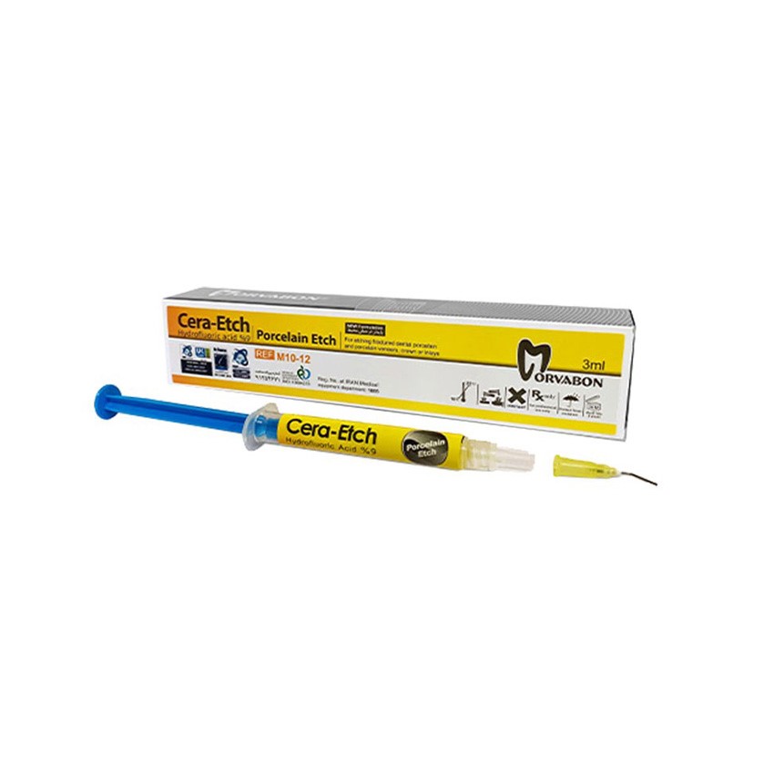 سرنگ اسید اچ پرسلن مروابن ۳ میل | Marvabon Porcelain Etching Gel 3ml | ژل آبی اچ لامینیت و روکش سرامیکی ایرانی