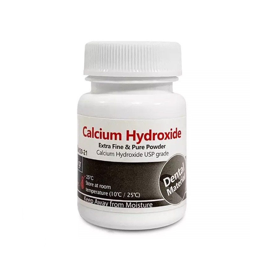 پودر کلسیم هیدروکساید مروابن | Marvabon Calcium Hydroxide Powder | قوطی سفید با برچسب آبی-سفید Morvabon و قاشق مخصوص برداشت پودر