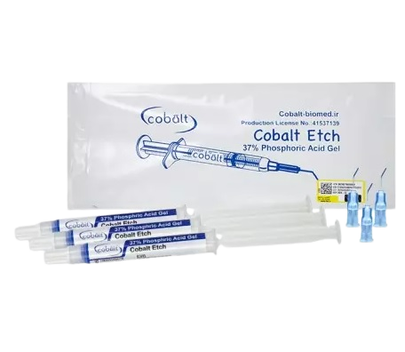 اسید اچ پلیمری کبالت ۳۷ درصد | سرنگ ژل رنگی (آبی یا سبز) با برچسب Cobalt و سر اپلیکاتور | طراحی ویژه برای اچینگ دقیق مینا و عاج | panamal.ir