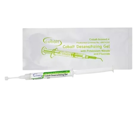 ژل ضد حساسیت کبالت | سرنگ حاوی ژل شفاف با برچسب cobalt | مناسب رفع حساسیت دندان پس از جرم‌گیری و بلیچینگ | panamal.ir