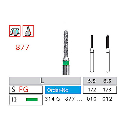 فرز چمفر کوتاه دیاتیز کد 877 | فرز شانه‌ای کوتاه دندانپزشکی Chamfer DiatitZ | panamal.ir