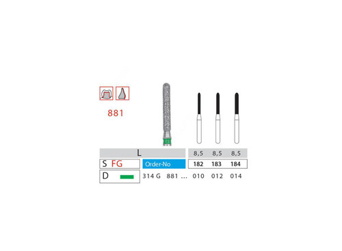 فرز فیشور ته گرد متوسط دیاتیز کد 881 | فرز شیار دندانپزشکی با سری متوسط DiatitZ | panamal.ir